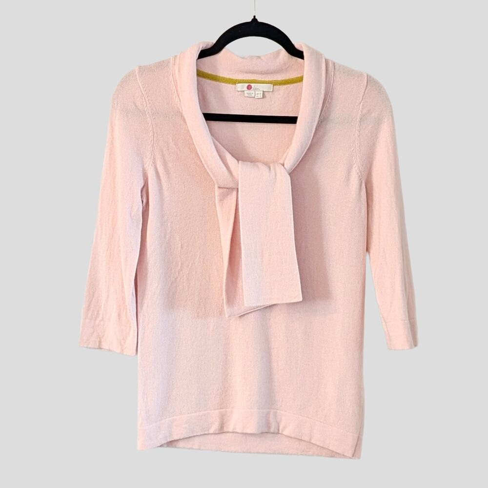 Boden Ellie Jumper Wool Cashmere Blend Bow Neck Sweater Pink Size 6 3/4 Sleeve